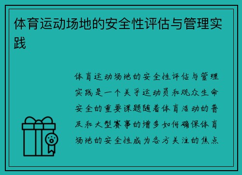 体育运动场地的安全性评估与管理实践